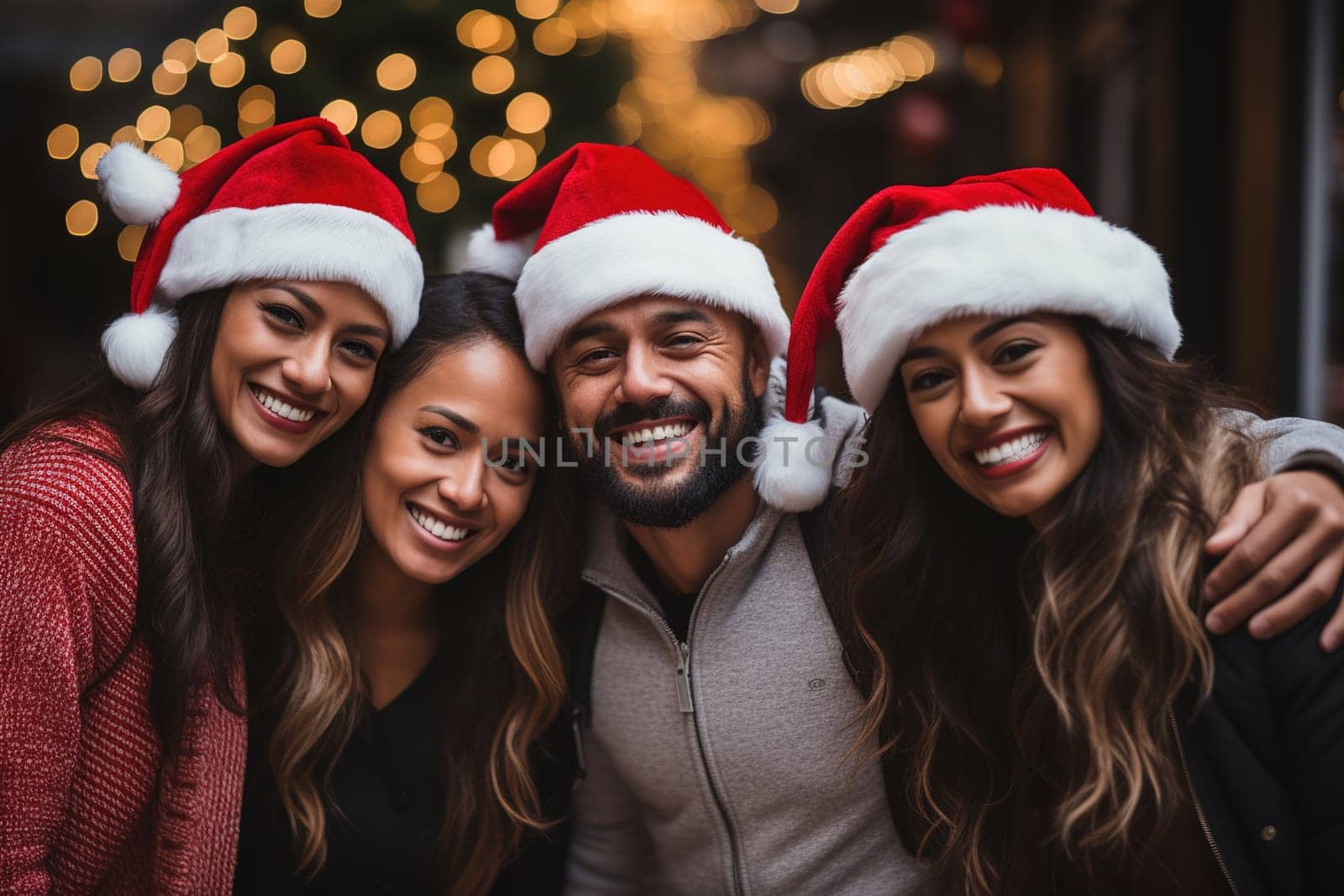 Christmas Festival, people of various nationalities showing happy expressions, Christ Festival, generative ai by Manastrong