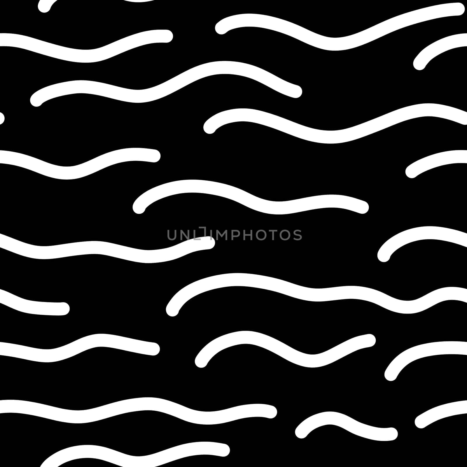 Seamless Wave Pattern. Hand Drawn Water Sea Modern Background. Wavy Beach Brush Stroke. Curly Paint Lines. Black and White Marine Digital Paper.