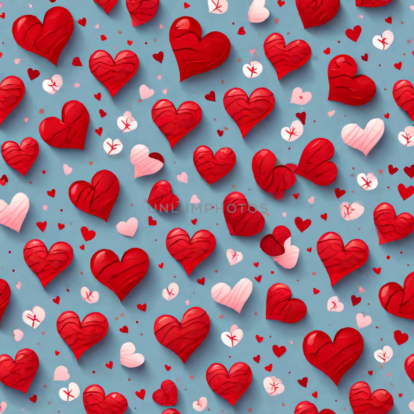 Seamless pattern of red hearts on a blue background by Севостьянов