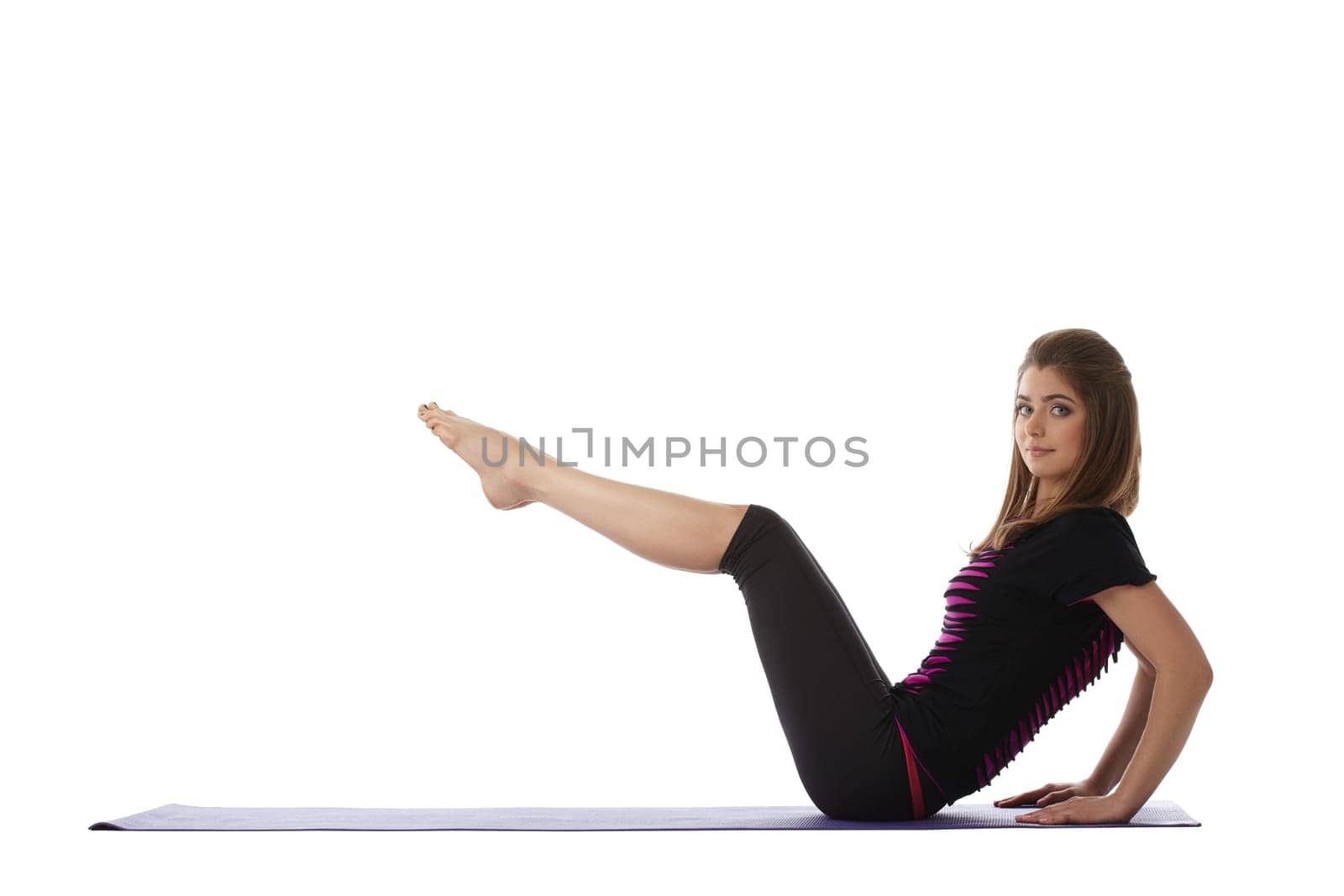 Attractive blue-eyed woman exercising aerobics by rivertime