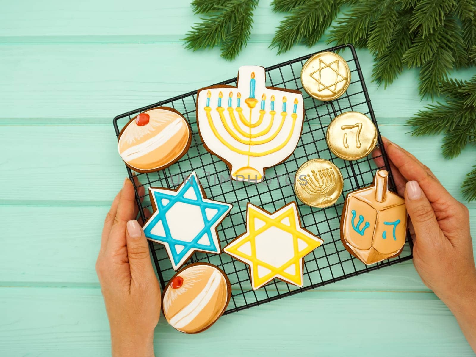 Celebrating Hanukkah. The concept of the Hanukkah holiday. High quality photo