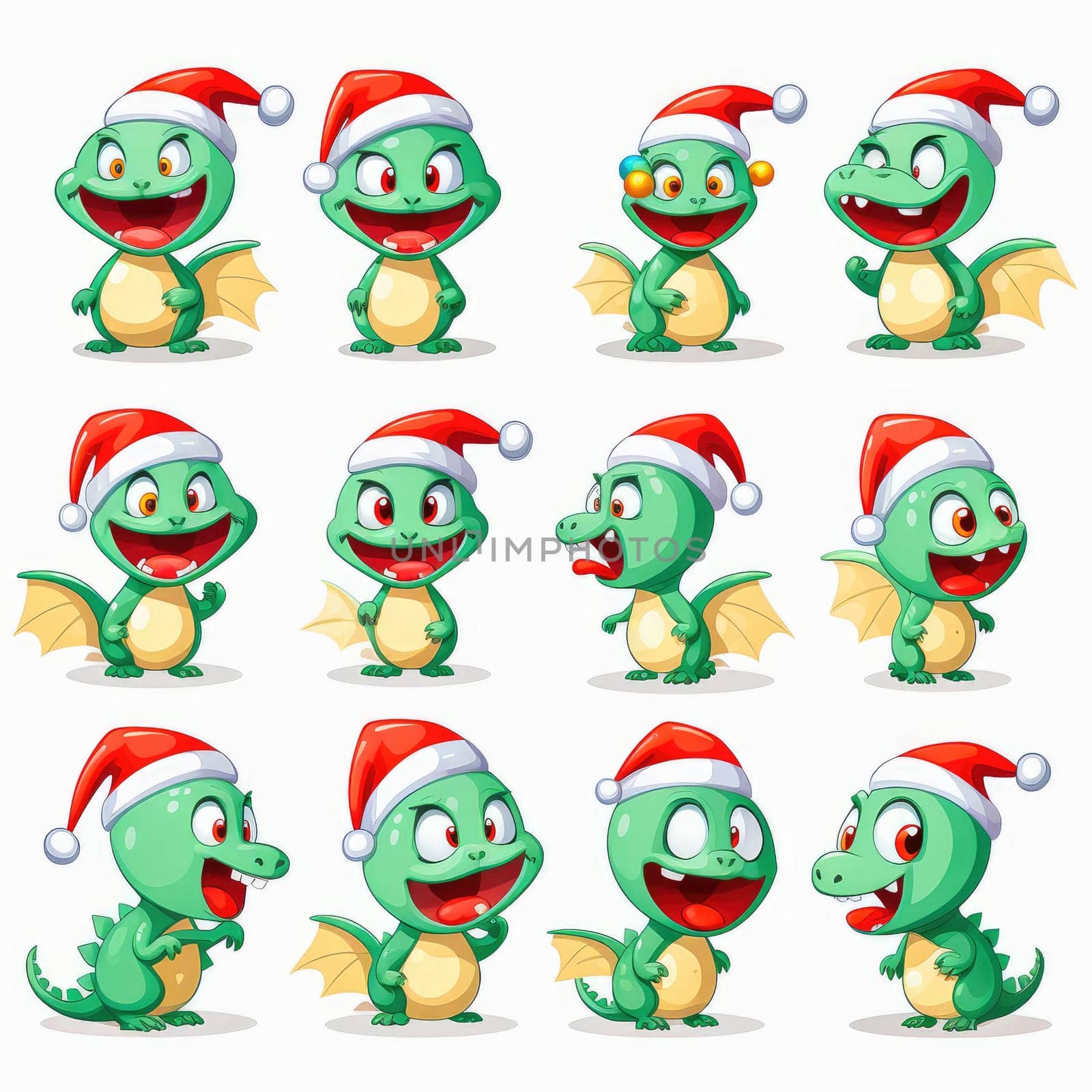 New year emoji of funny dragon. Cartoon style, New Year, Christmas