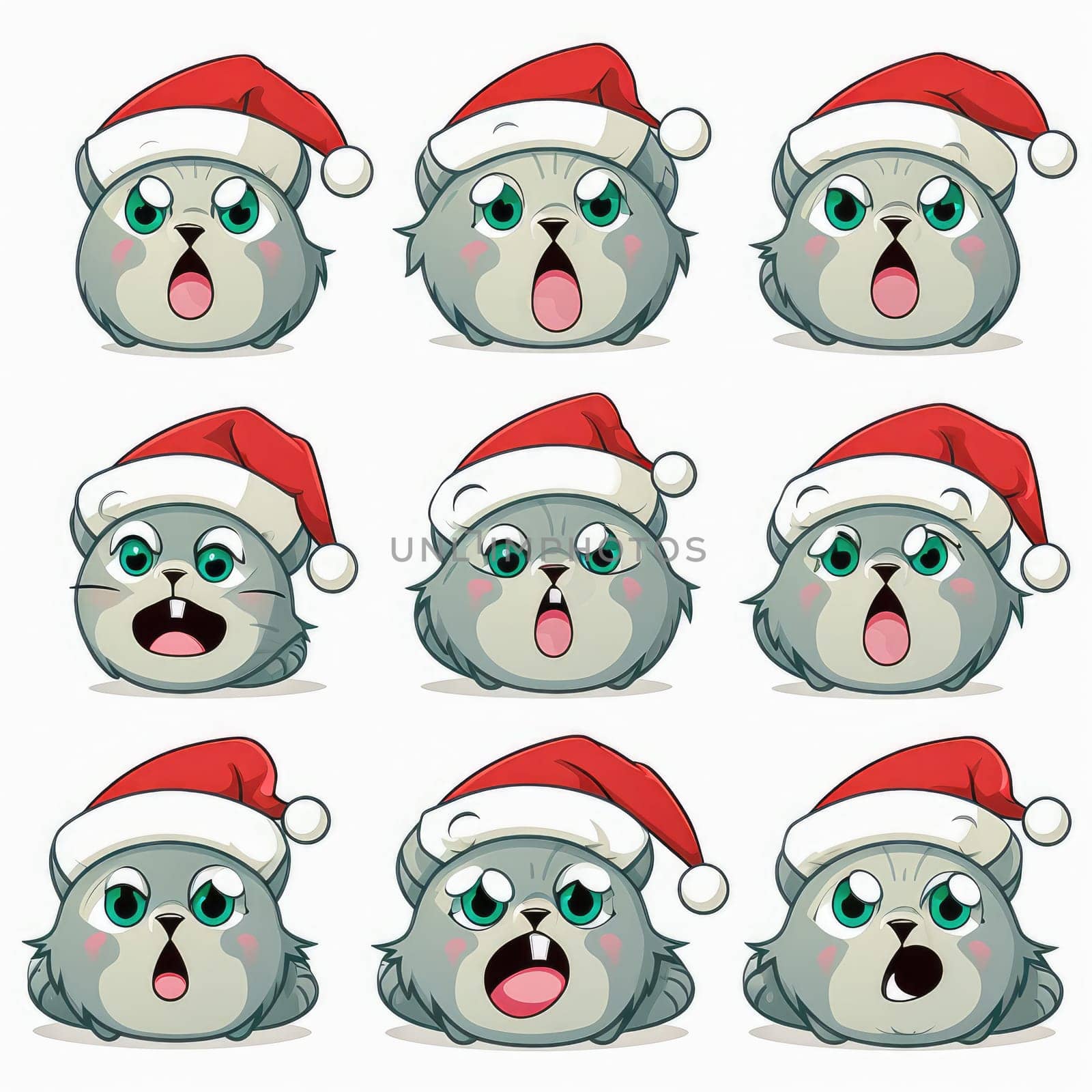 New Year emoji of funny cat. Cartoon style, New Year, Christmas. by Yurich32