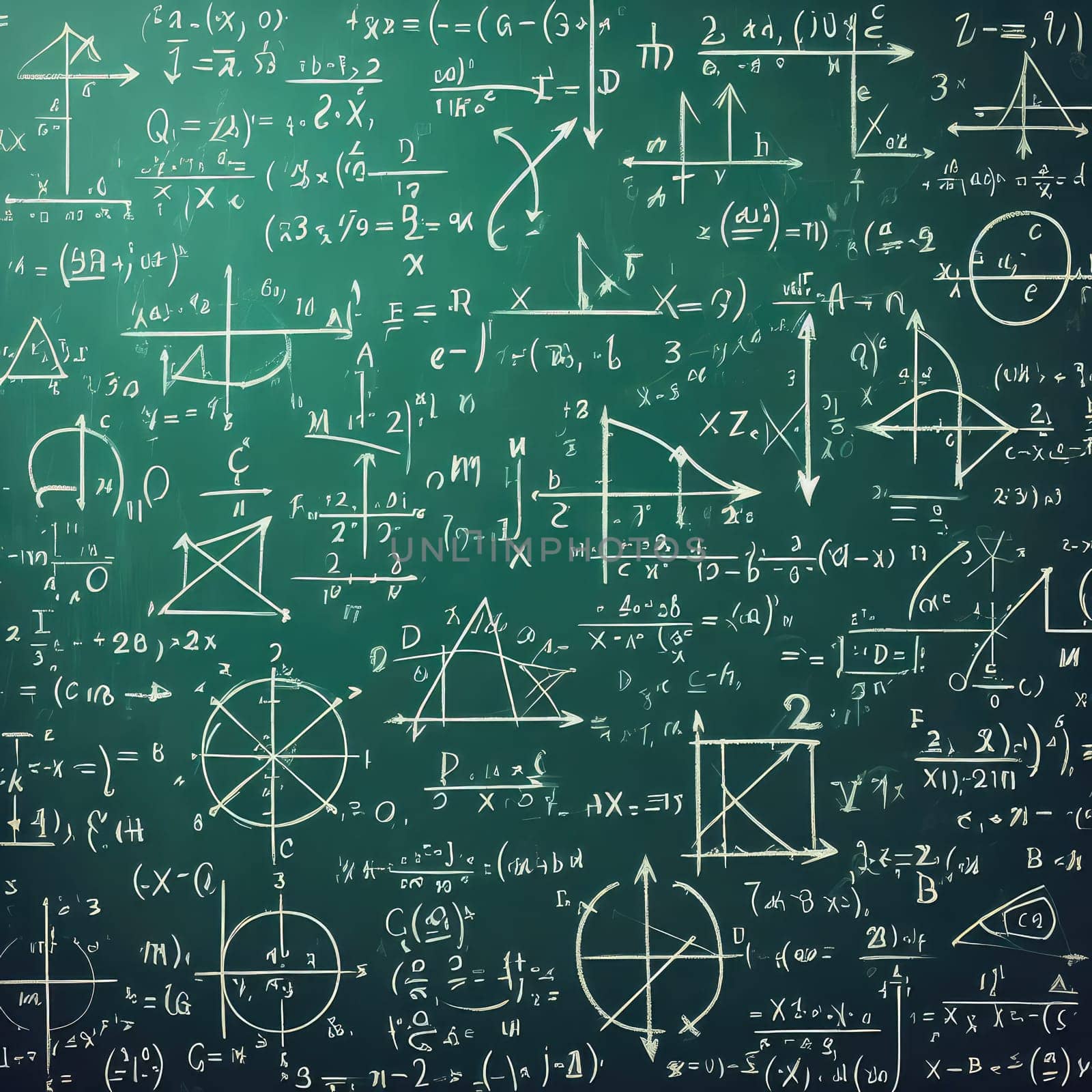 Close up of math formulas on a blackboard by Kobysh