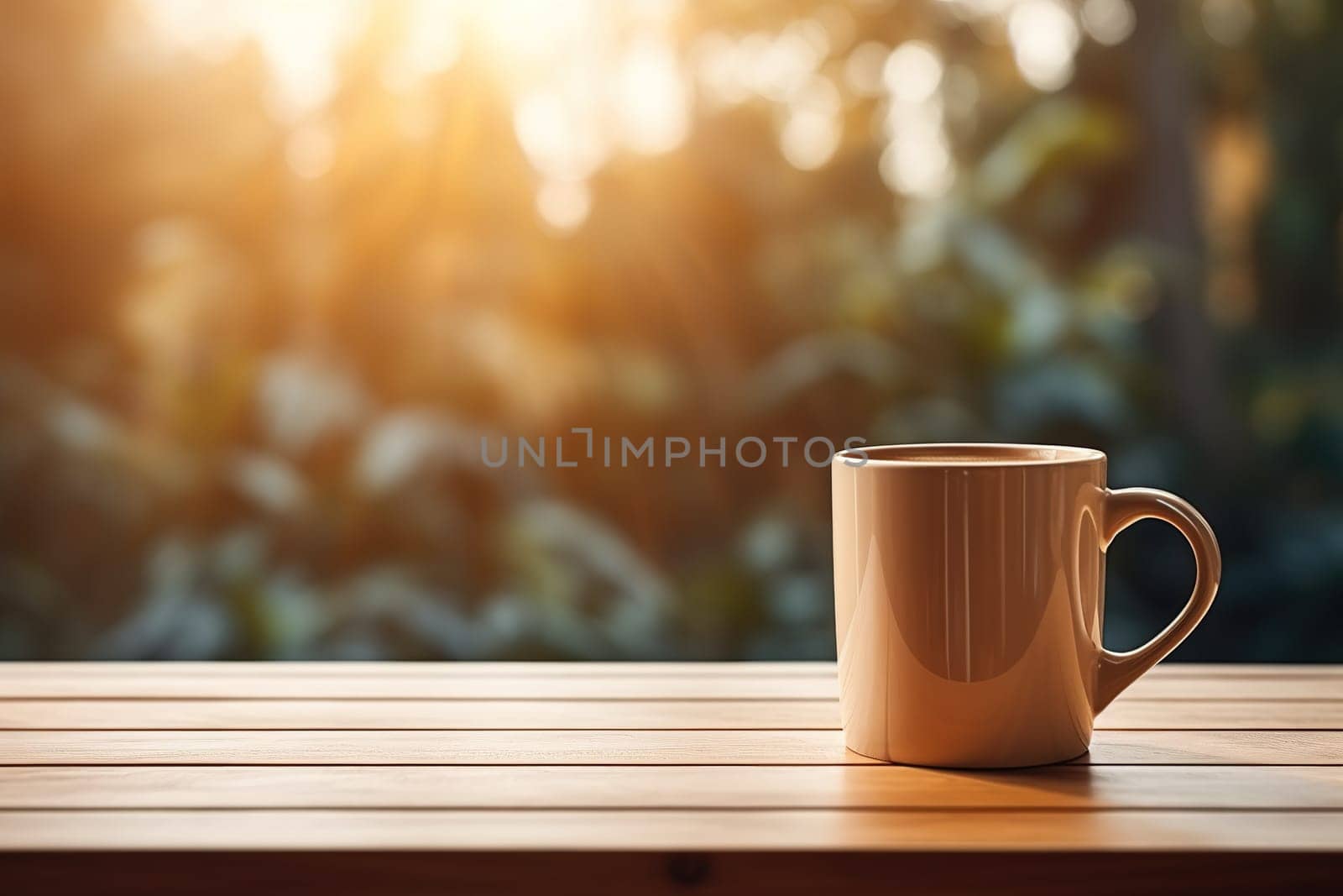 coffee cup on the table in morning, generative ai. by Manastrong