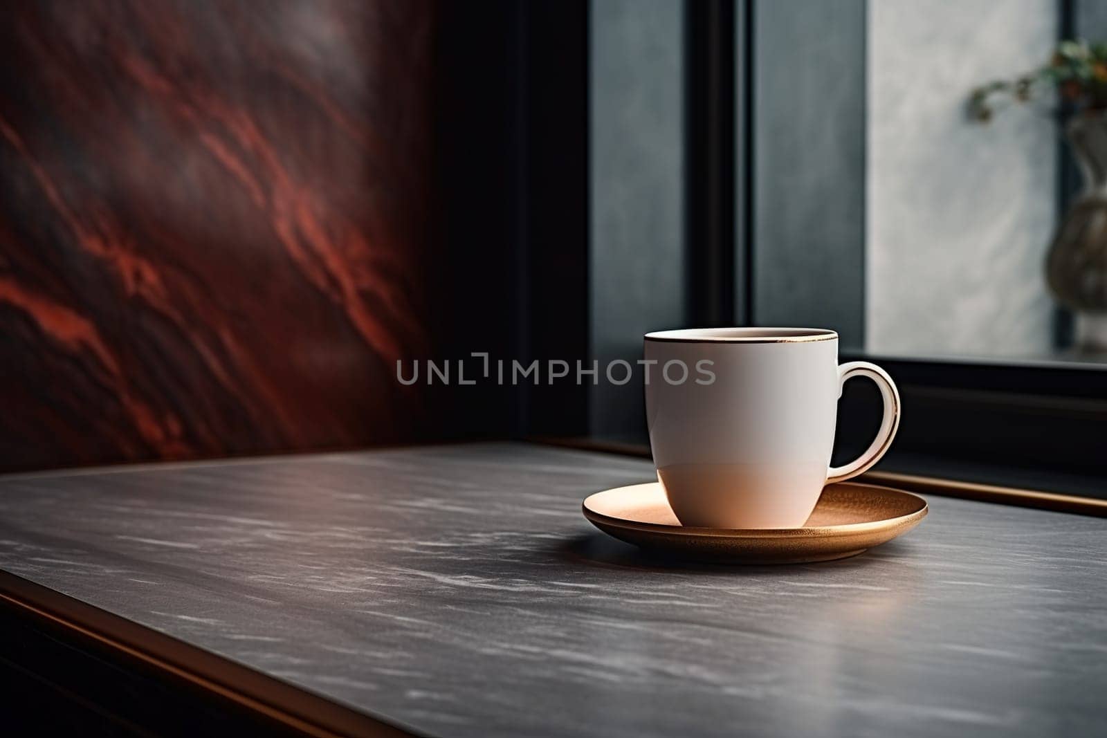 coffee cup on the table in morning, generative ai. by Manastrong