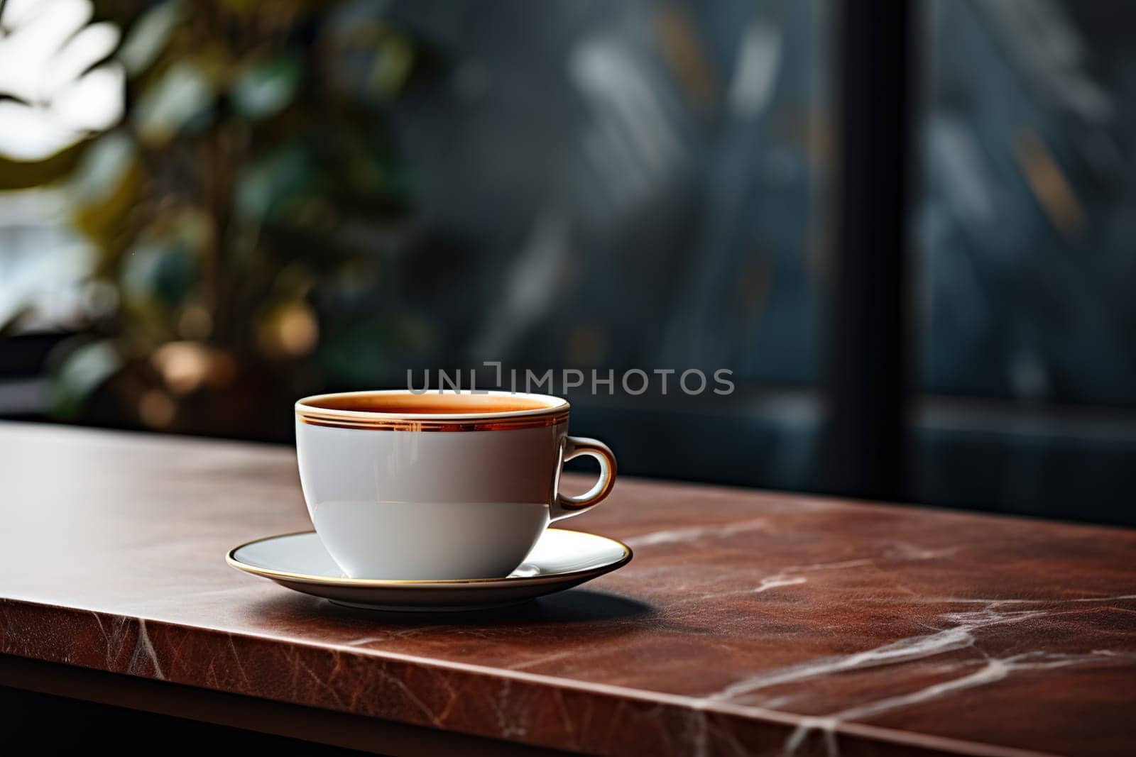 coffee cup on the table in morning, generative ai. by Manastrong