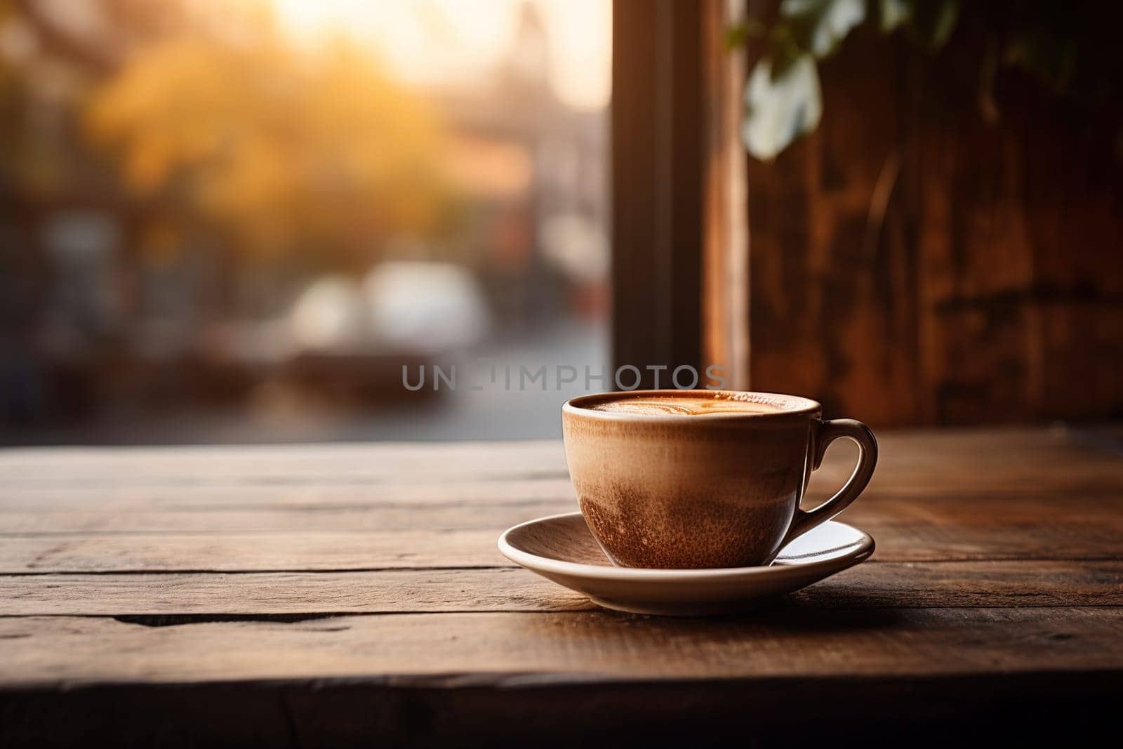 coffee cup on the table in morning, generative ai. by Manastrong