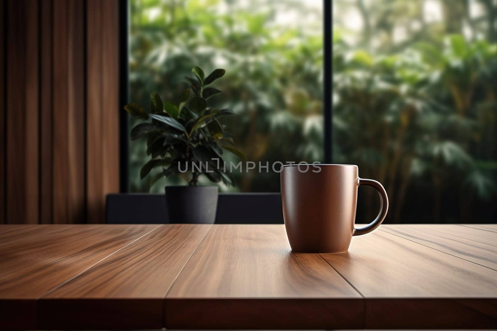 coffee cup on the table in morning, generative ai