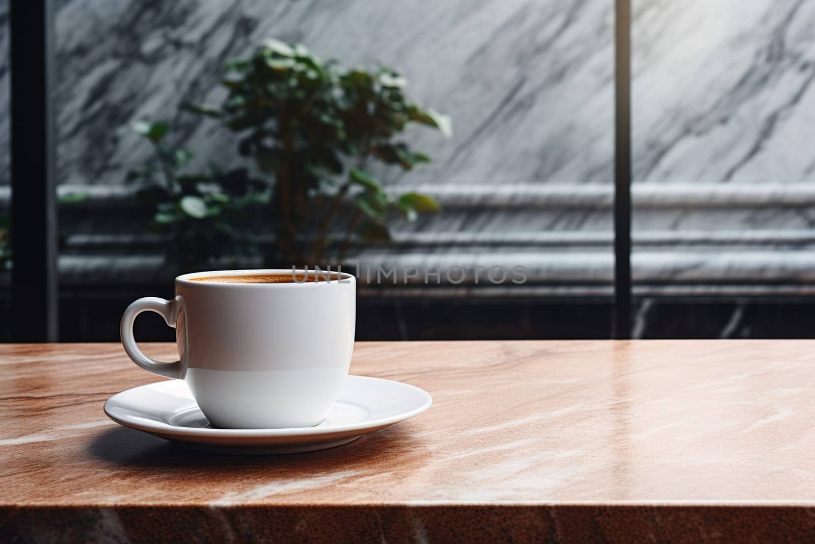 coffee cup on the table in morning, generative ai. by Manastrong