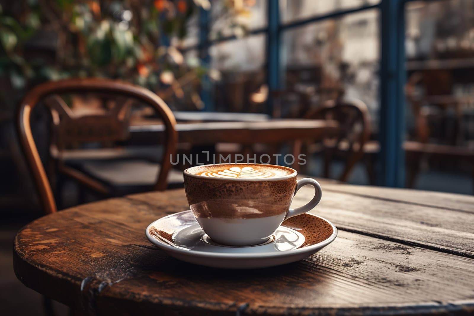 coffee cup on the table in morning, generative ai. by Manastrong