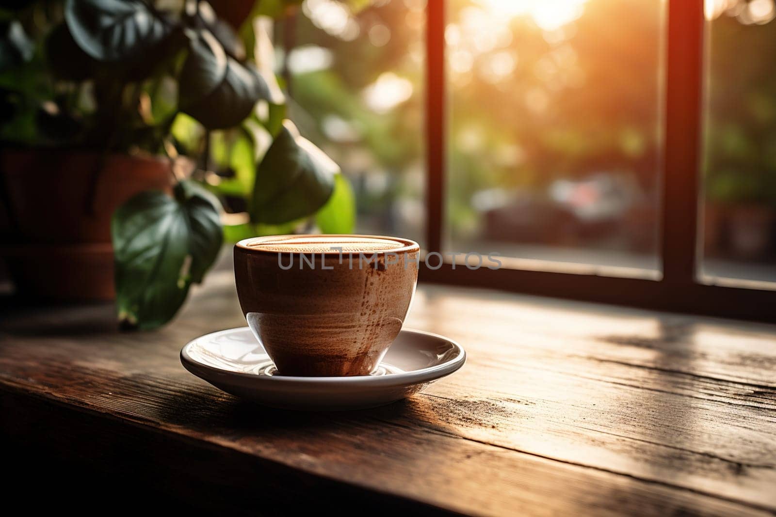 coffee cup on the table in morning, generative ai