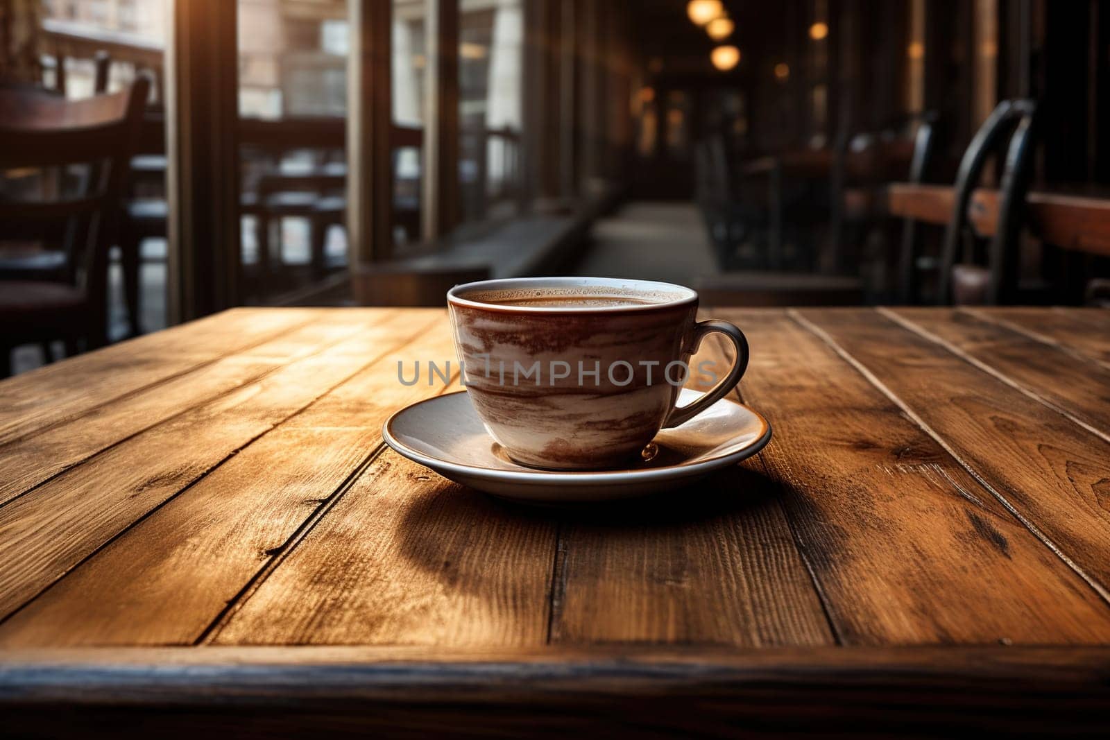 coffee cup on the table in morning, generative ai. by Manastrong