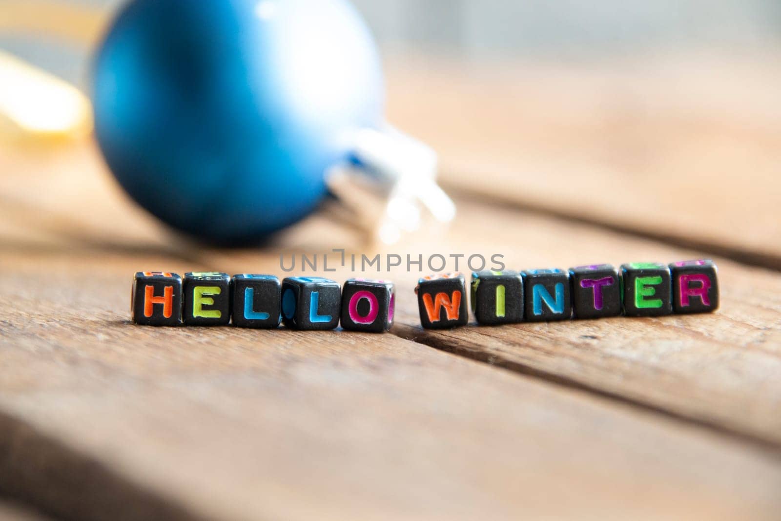 Hello winter background, invitation or greeting card.