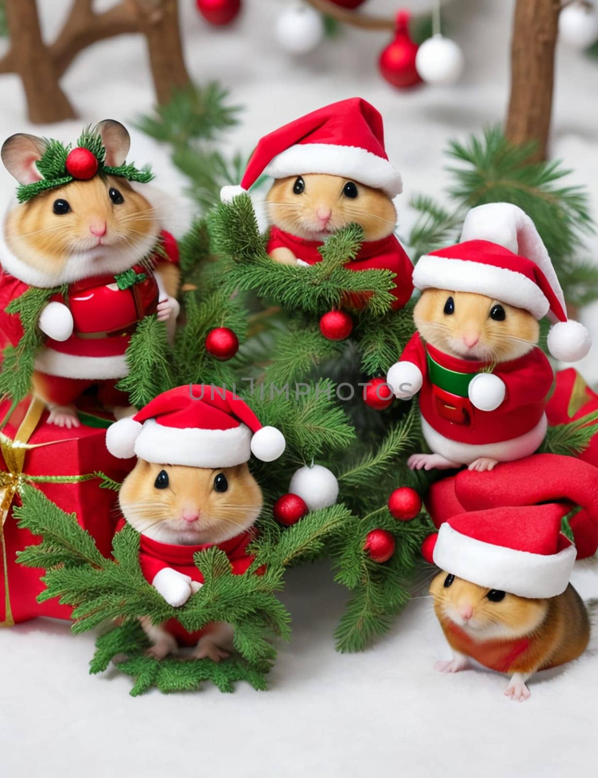 Hamsters in Santa's Christmas Hats by Севостьянов