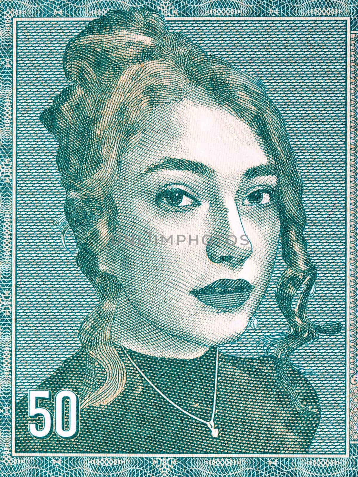 Portrait of a young woman from Liechtenstein money by johan10