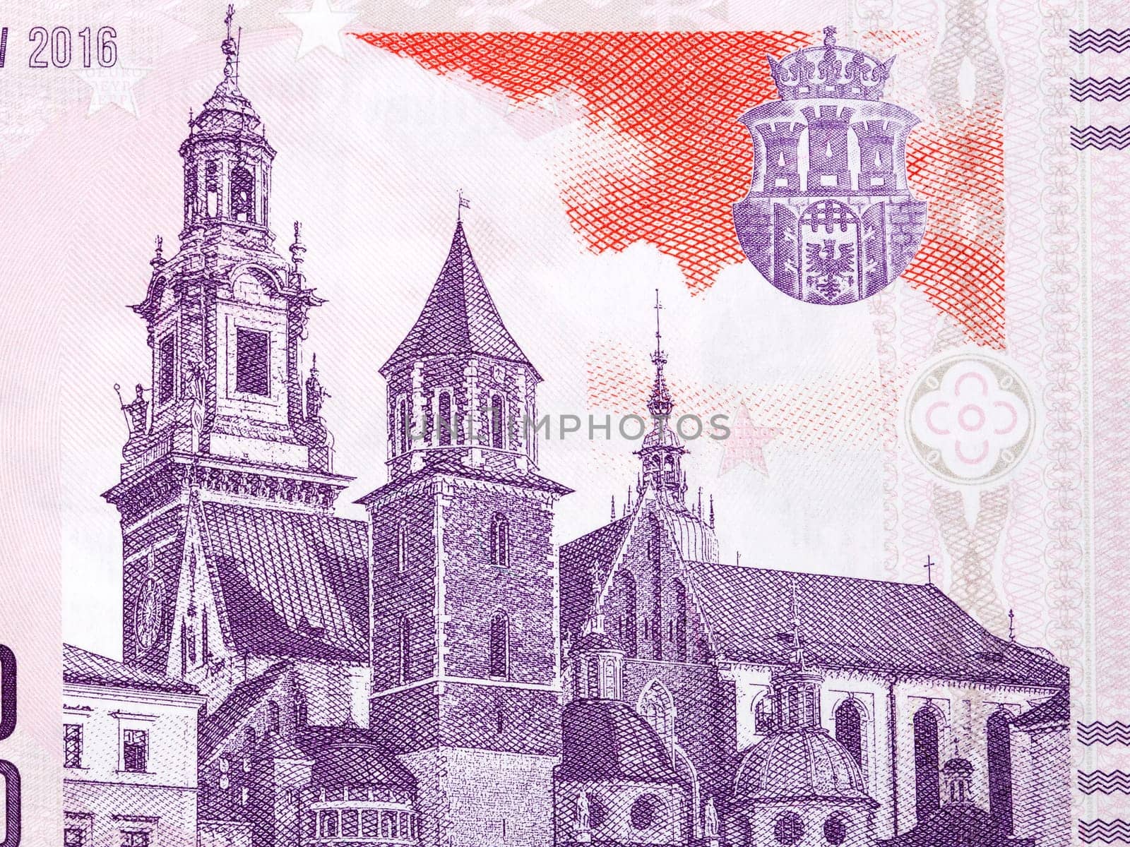View of the Wawel Cathedral from Polish money