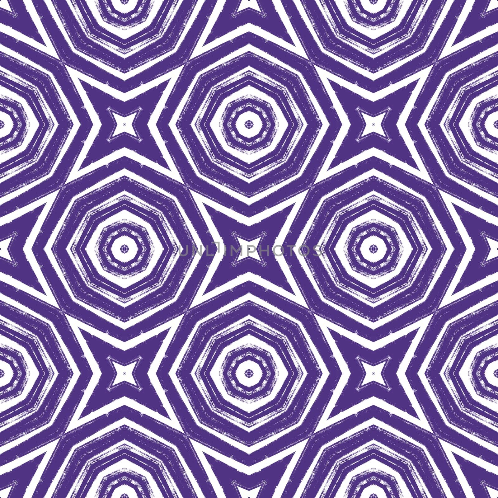 Mosaic seamless pattern. Purple symmetrical kaleidoscope background. Retro mosaic seamless design. Textile ready original print, swimwear fabric, wallpaper, wrapping.