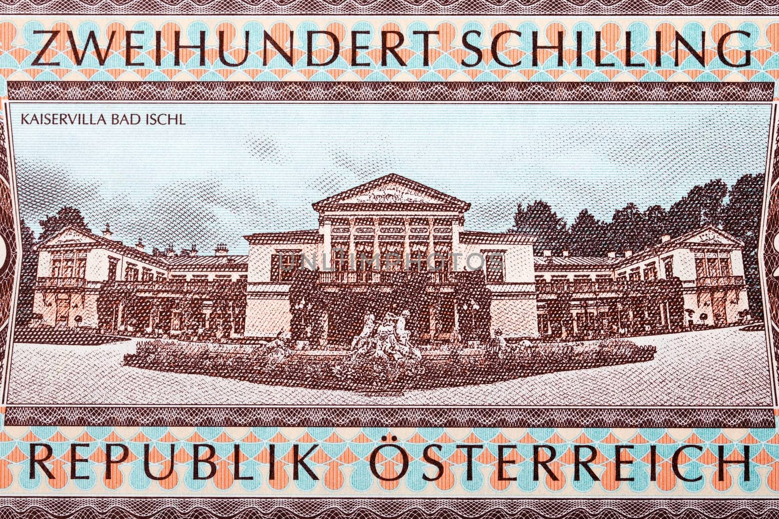 The Kaiservilla in Bad Ischl from Austrian money - schilling
