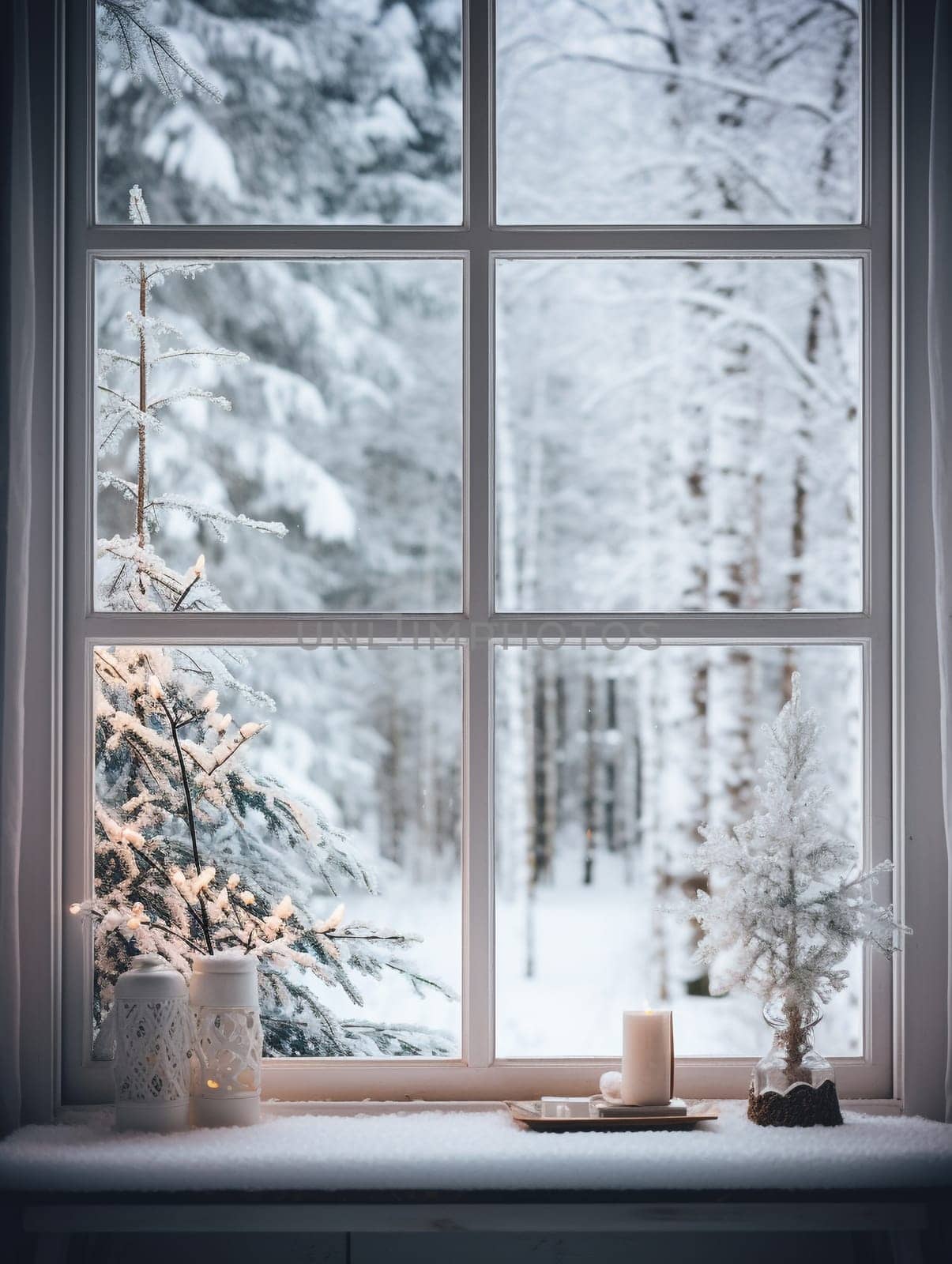 Cottage View into Snowy Forest by Ciorba