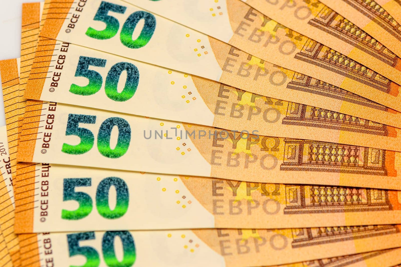 50 euro bills on white background fanned out 14 by Mixa74