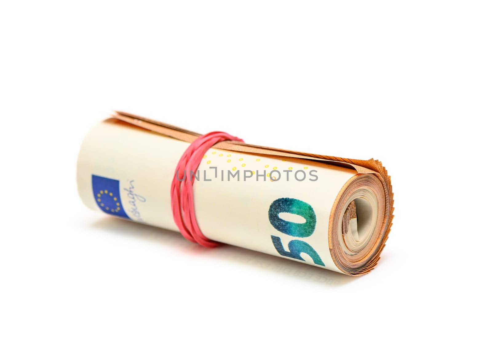 50 euro bills on white background rolled into a tube 19 by Mixa74