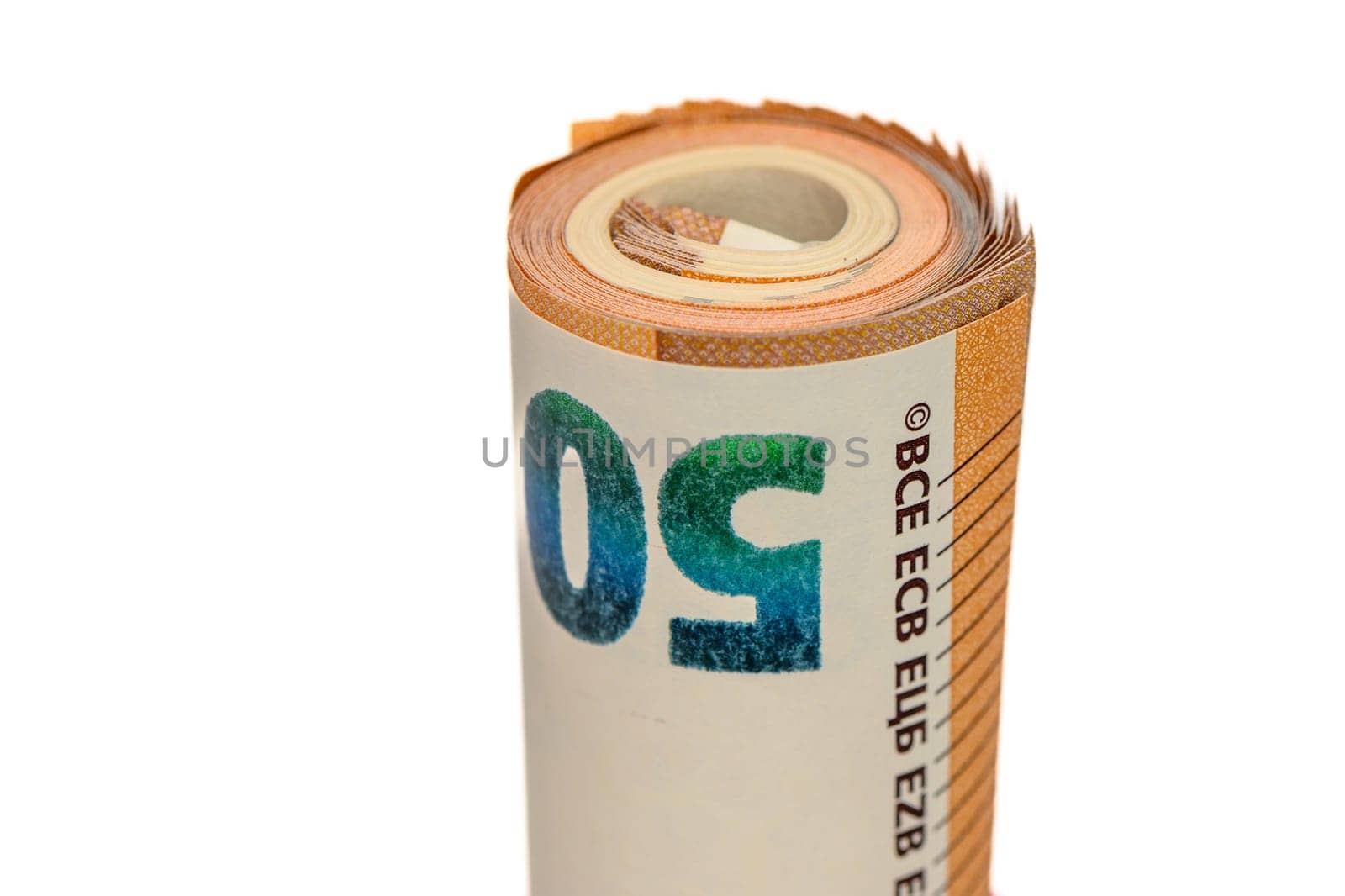 50 euro bills on white background rolled into a tube 18 by Mixa74