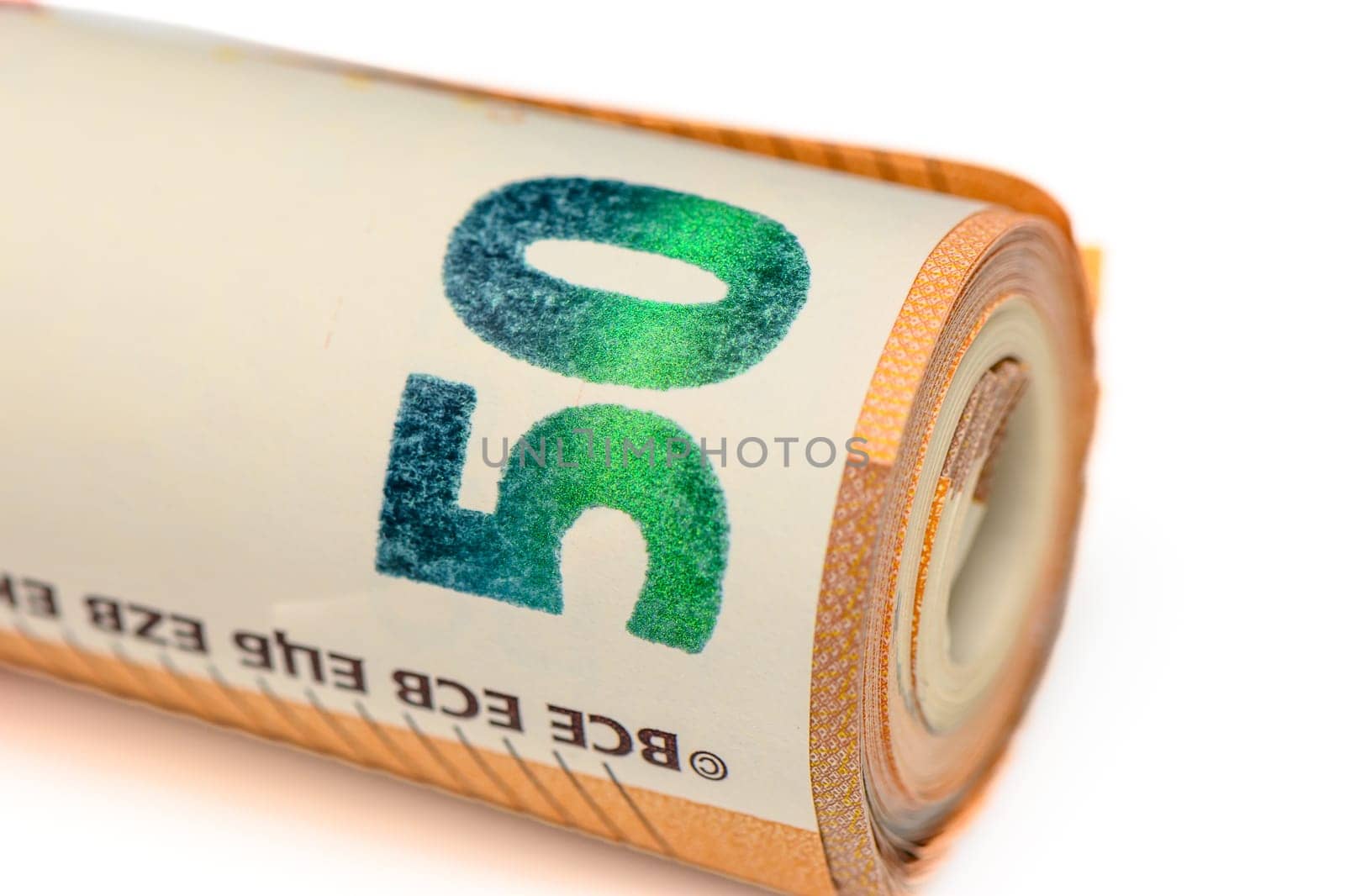 50 euro bills on white background rolled into a tube 15 by Mixa74