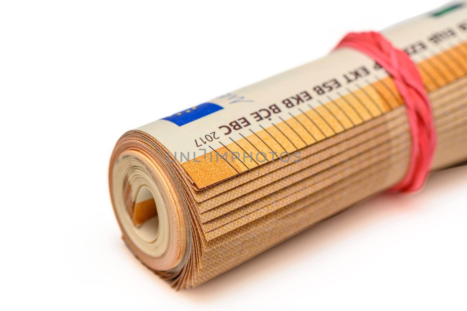 50 euro bills on white background rolled into a tube 3 by Mixa74