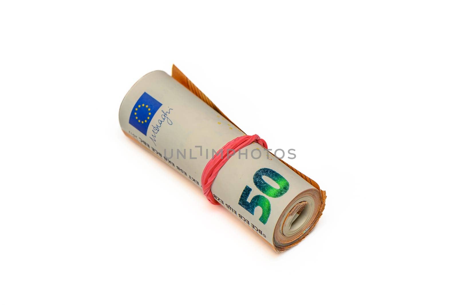 50 euro bills on white background rolled into a tube 16 by Mixa74