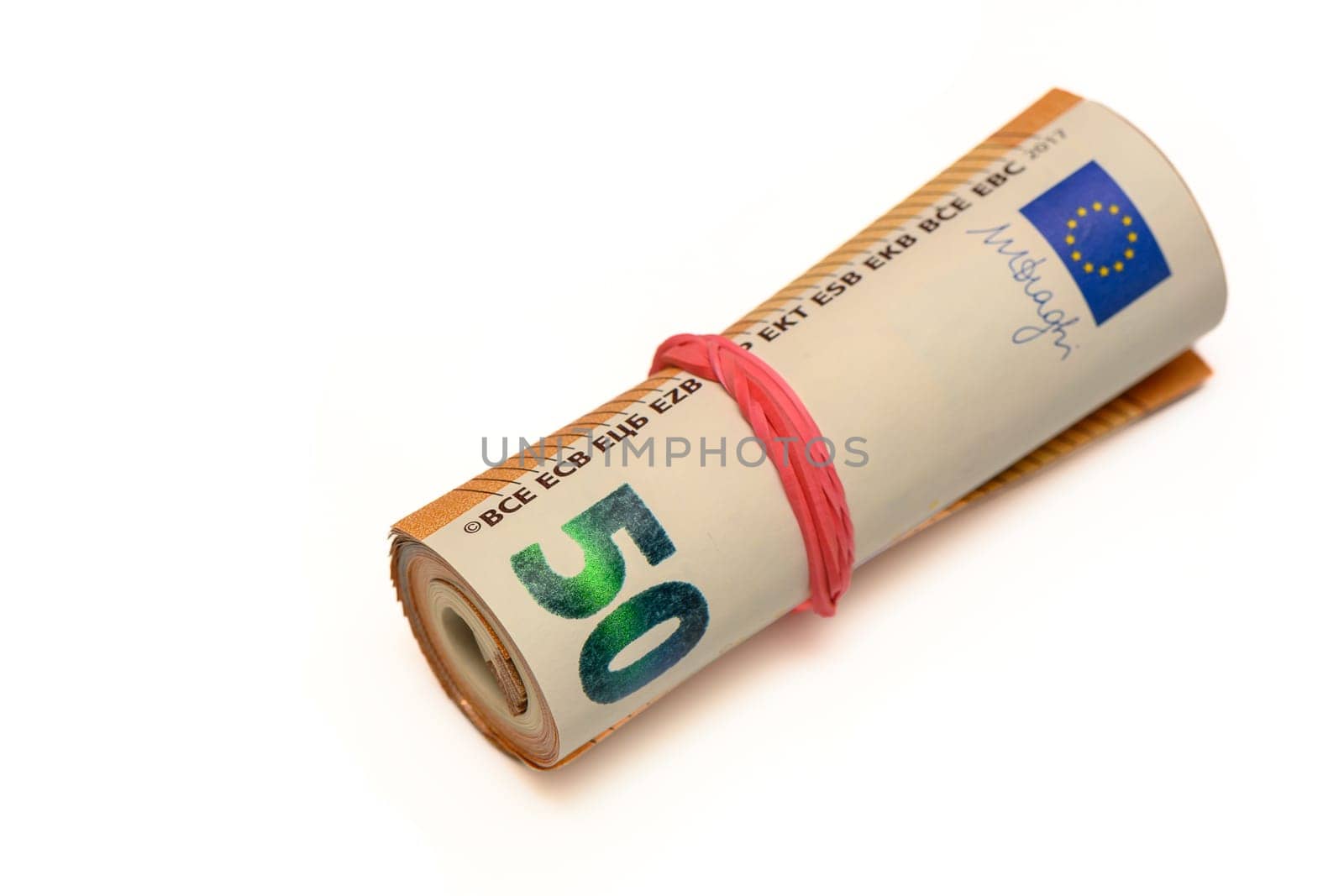 50 euro bills on white background rolled into a tube 14 by Mixa74