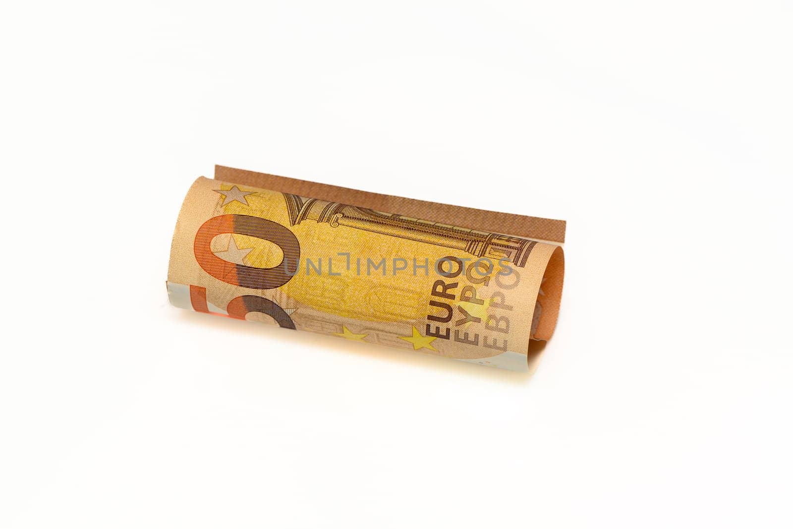 50 euro bills on white background rolled into a tube 7 by Mixa74