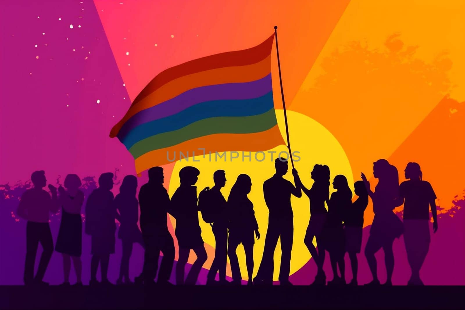 homosexuality culture pride solidarity concept march gay flag background happy community freedom pride gay support homosexual group tolerance parade rainbow celebration. Generative AI.