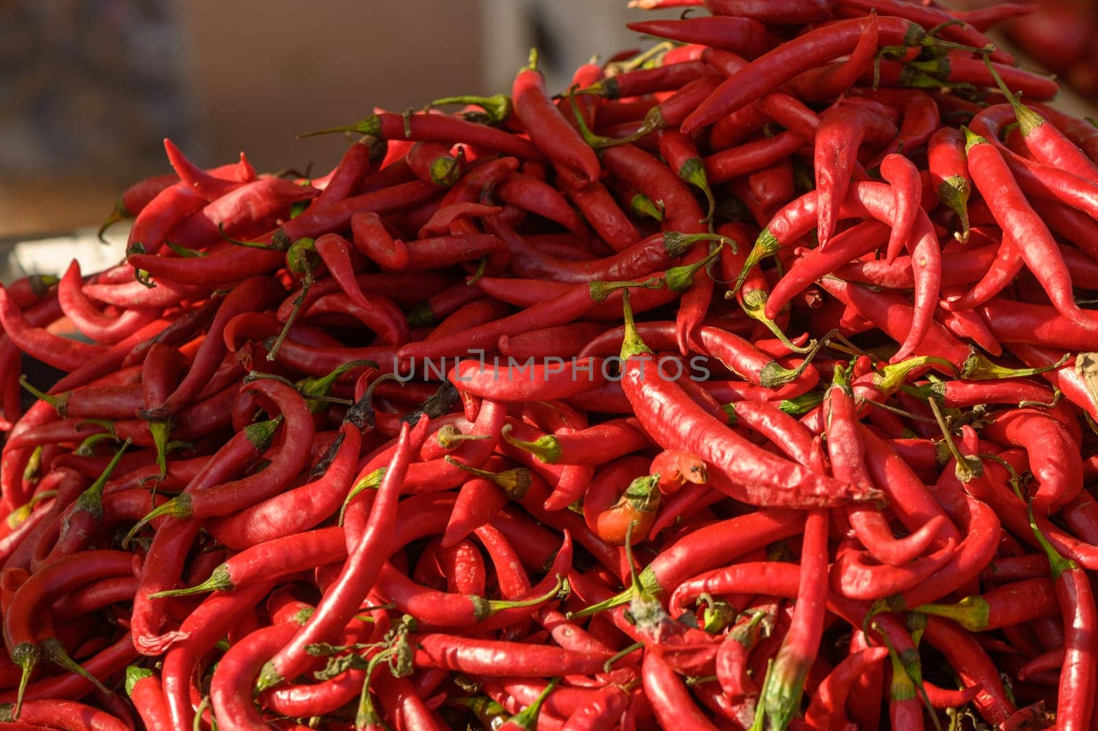 fresh appetizing red hot pepper at the bazaar on the island of Cyprus in autumn 2 by Mixa74