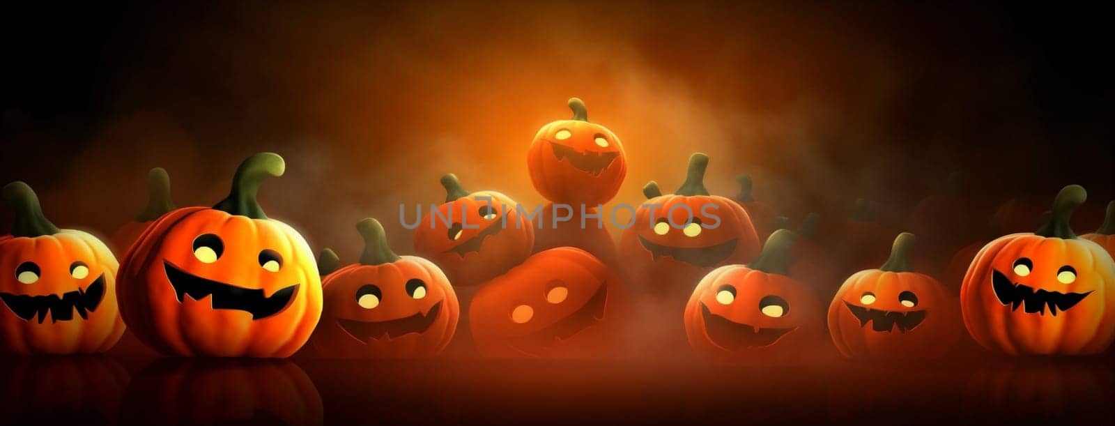orange pumpkin night halloween dark ghost october horror holiday black. Generative AI. by Vichizh