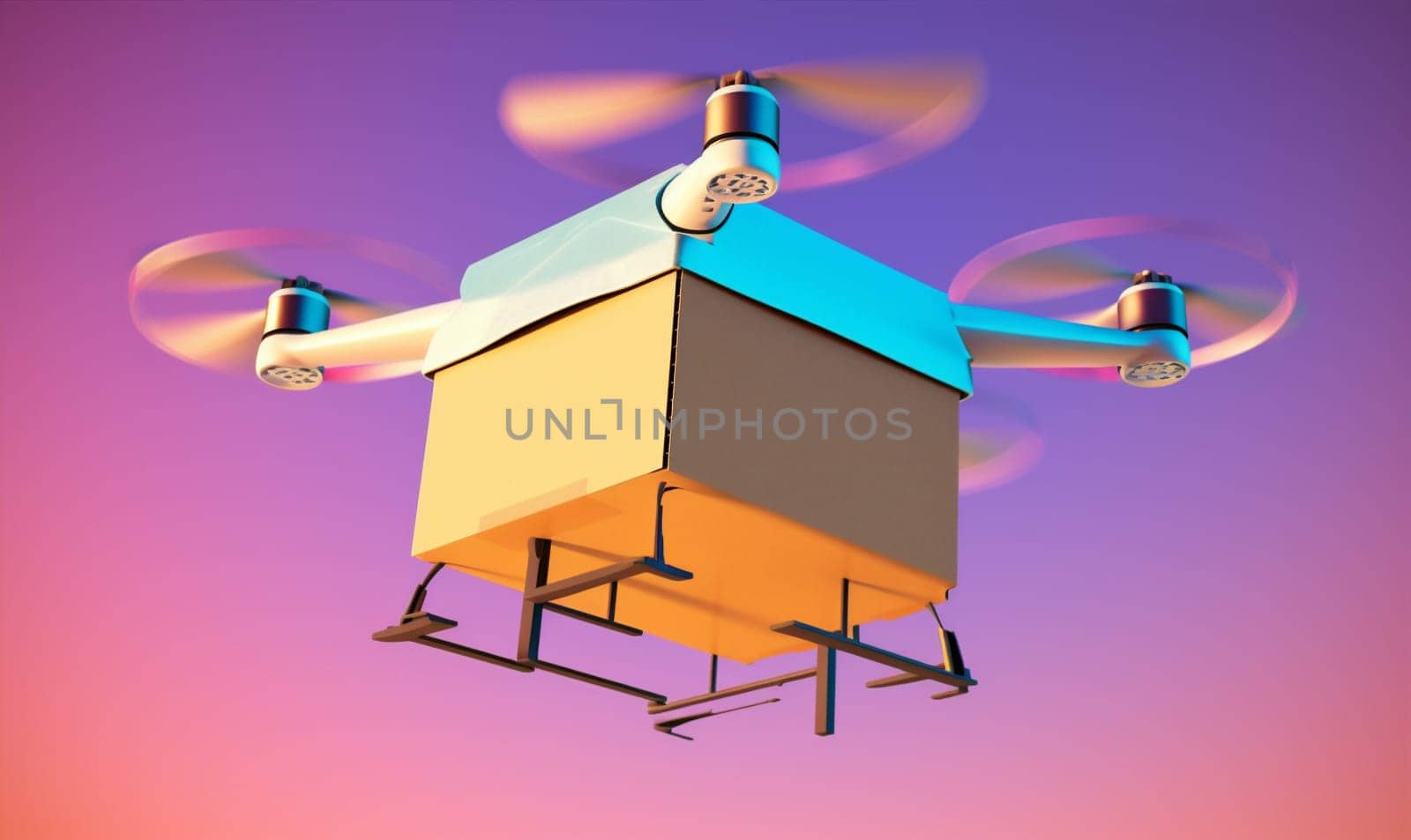 cargo delivery helicopter air fly technology fast drone blue aircraft. Generative AI. by Vichizh