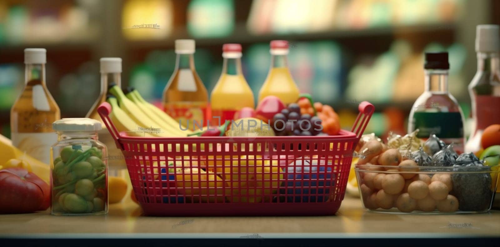 concept retail lifestyle supermarket shopping buyer market sell shop purchase grocery buying healthy store delivery food merchandise fresh basket shelf. Generative AI.