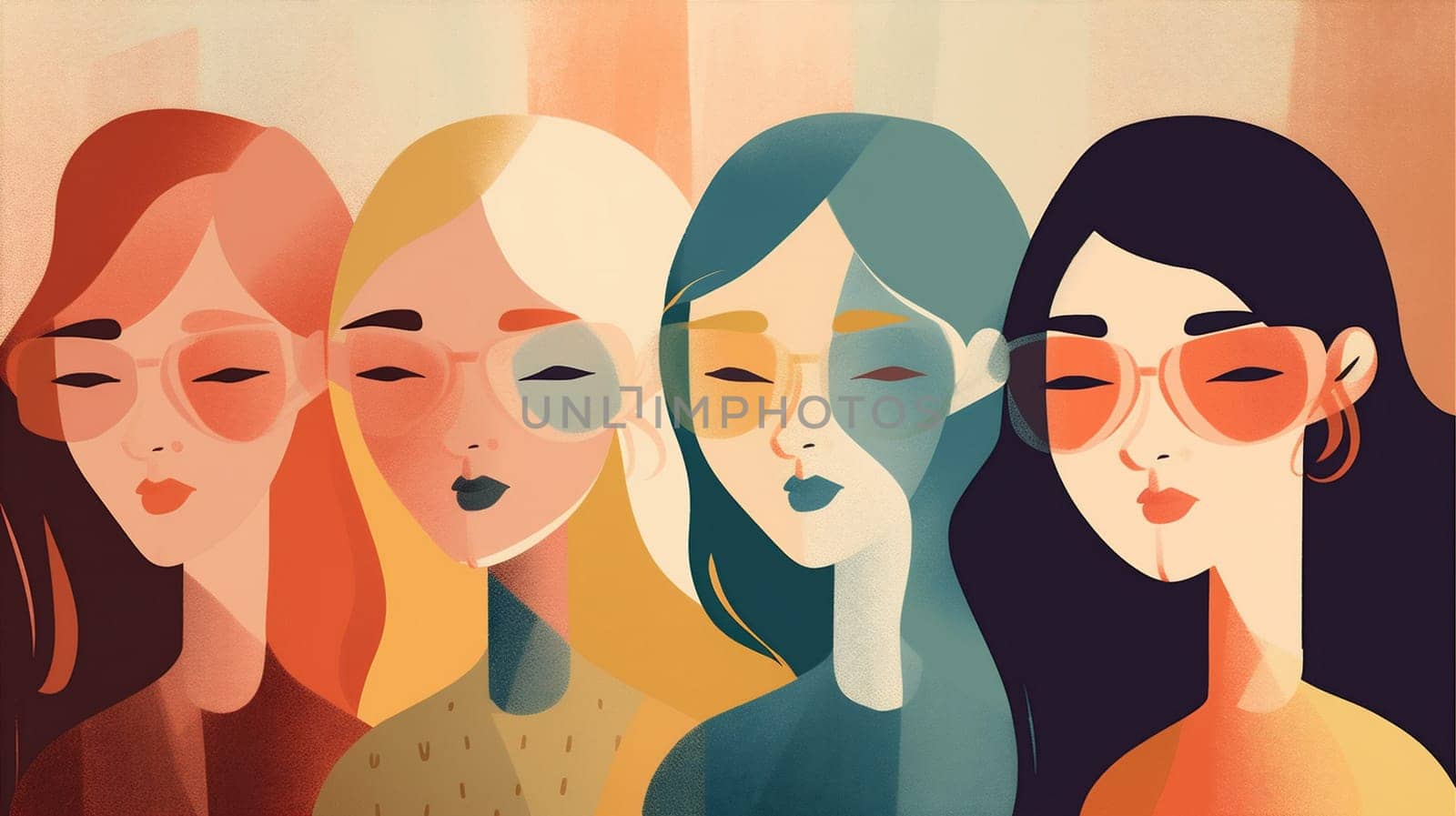 female woman background international diversity face young adult girl group social together. Generative AI. by Vichizh