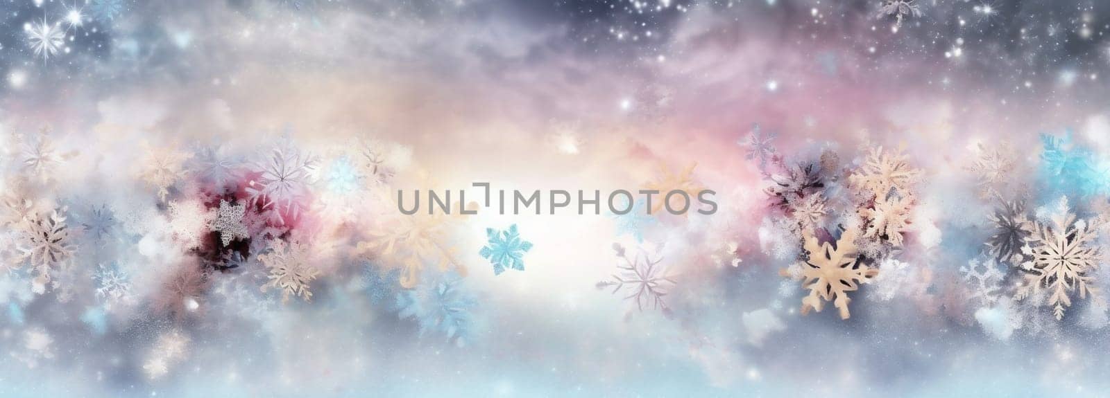 snowflakes new year shine abstract texture bokeh christmas background light star pastel. Generative AI. by Vichizh