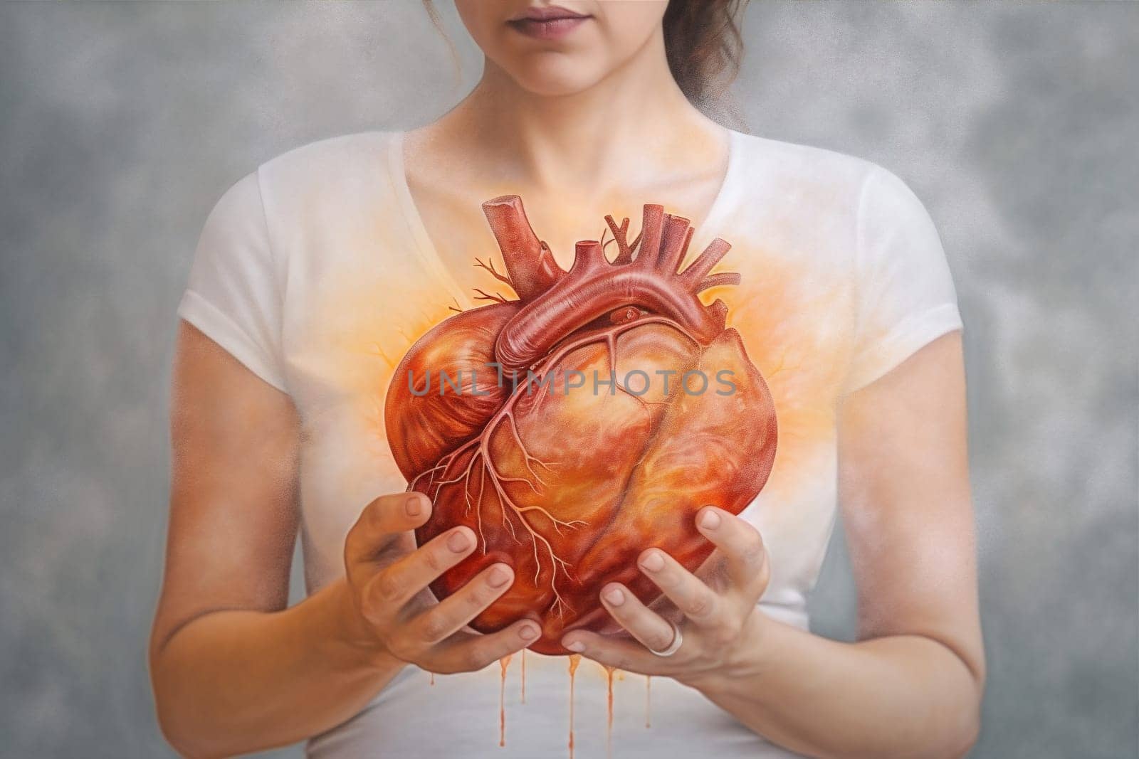 woman holding heart healthy donate blood care hand charity concept cholesterol health doctor donor cardiology red help health disease patient hope life. Generative AI.