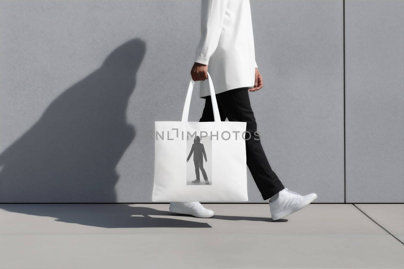 marketing woman shopping white bag client shop buy bag market business handle sale template fabric eco layout fashion shopping accessory purchase textile. Generative AI.
