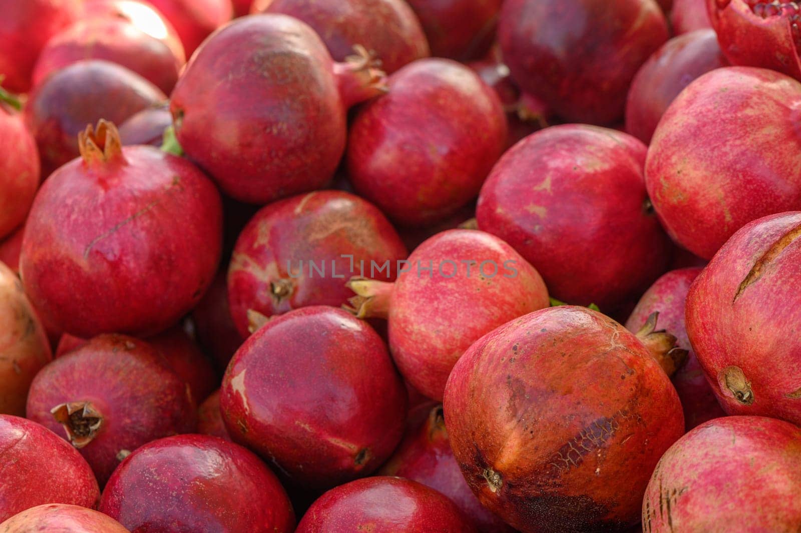 fresh juicy pomegranates at the bazaar on the island of Cyprus in autumn 1 by Mixa74