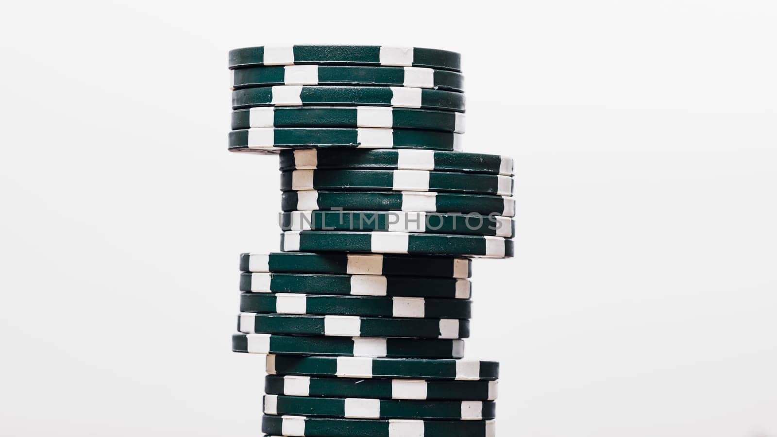 Stack of poker chips for high-stakes casino games