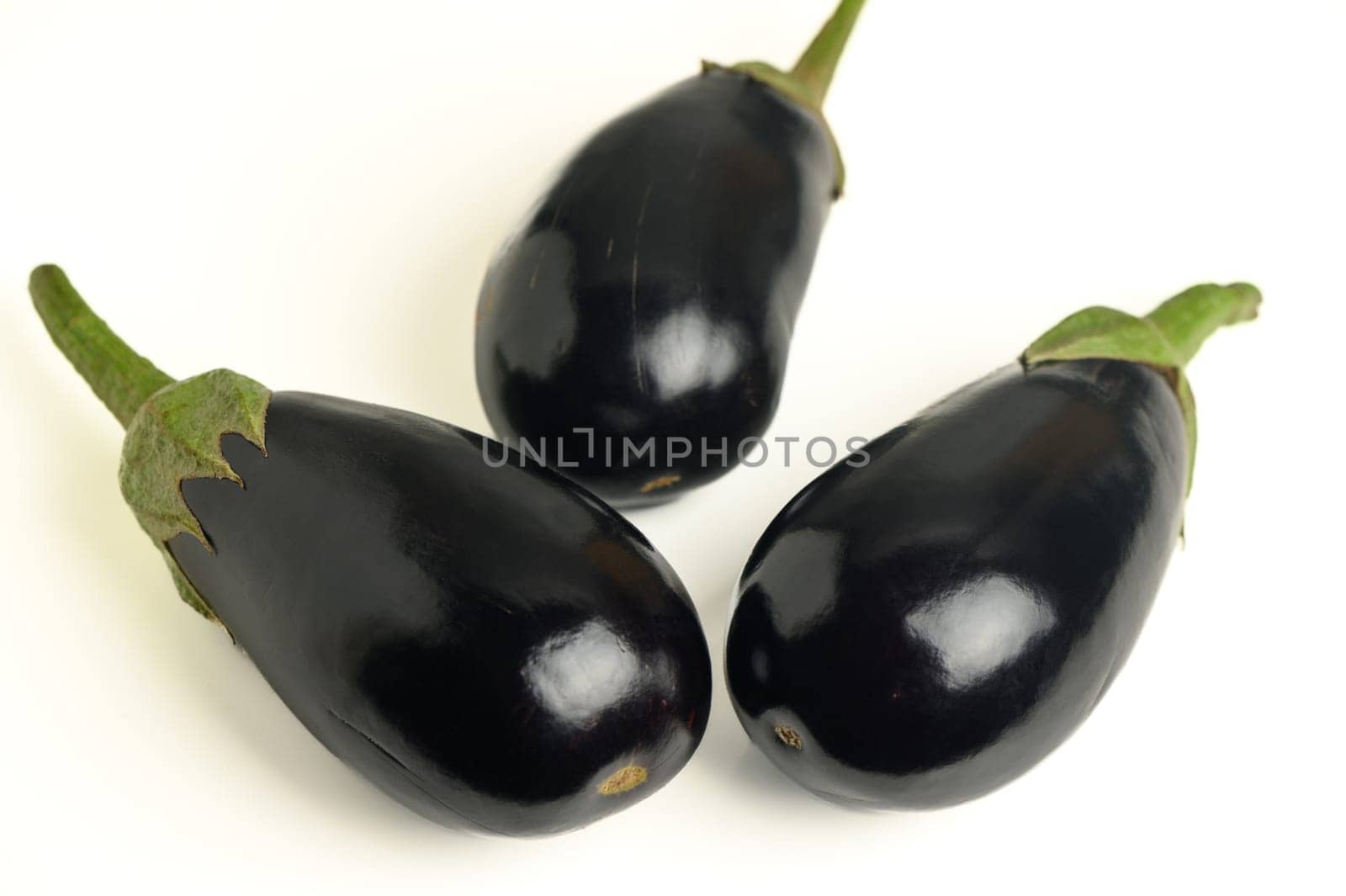 appetizing eggplants on a white background