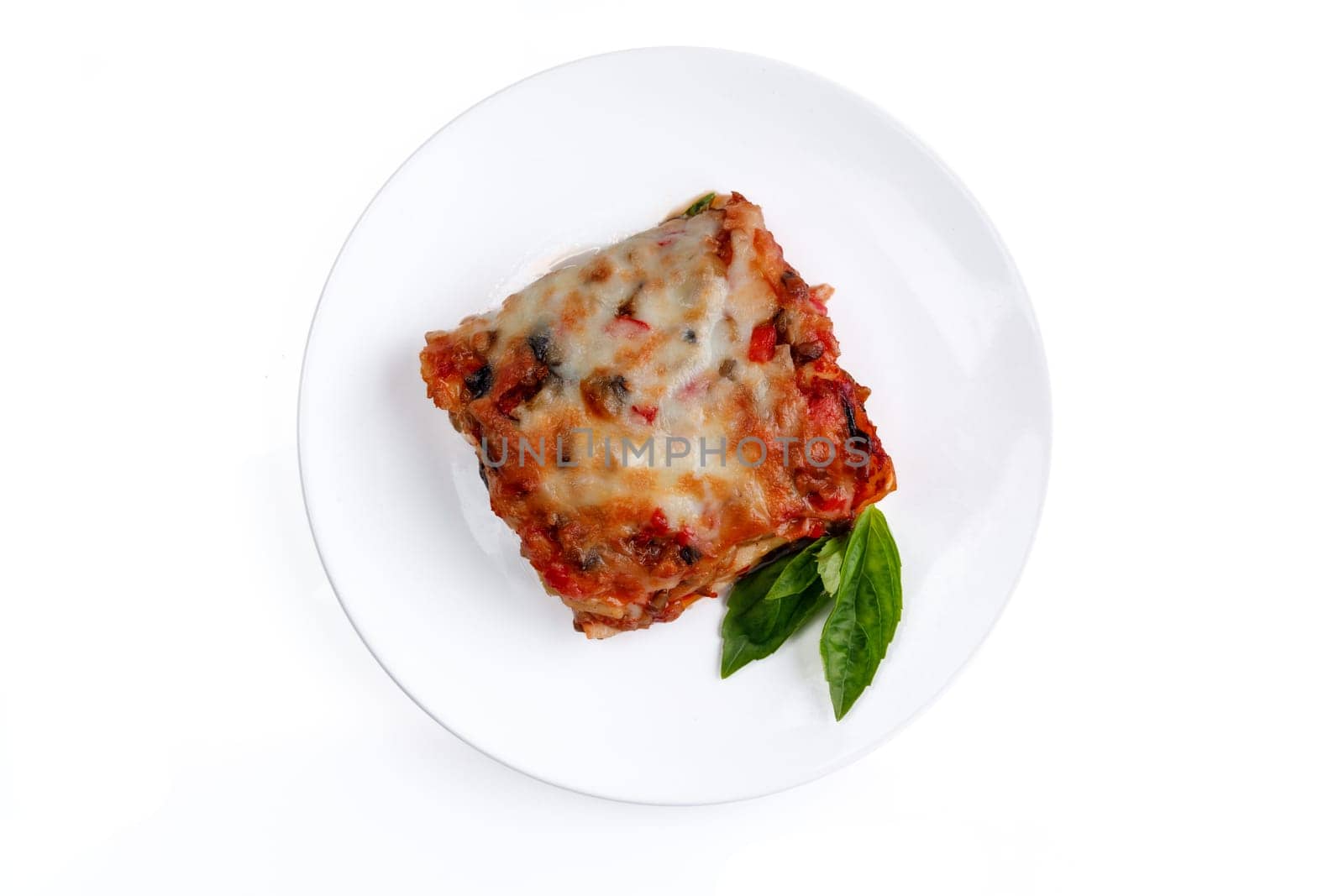 appetizing lasagna on a white background for food delivery site 4 by Mixa74