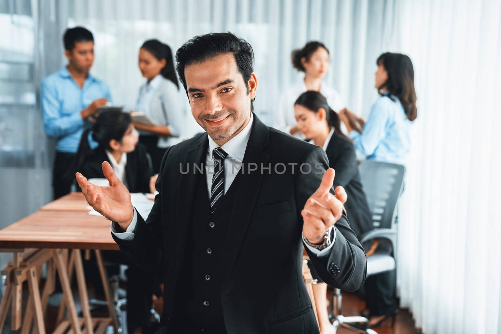 Businessman portrait and motion blur background. Habiliment by biancoblue