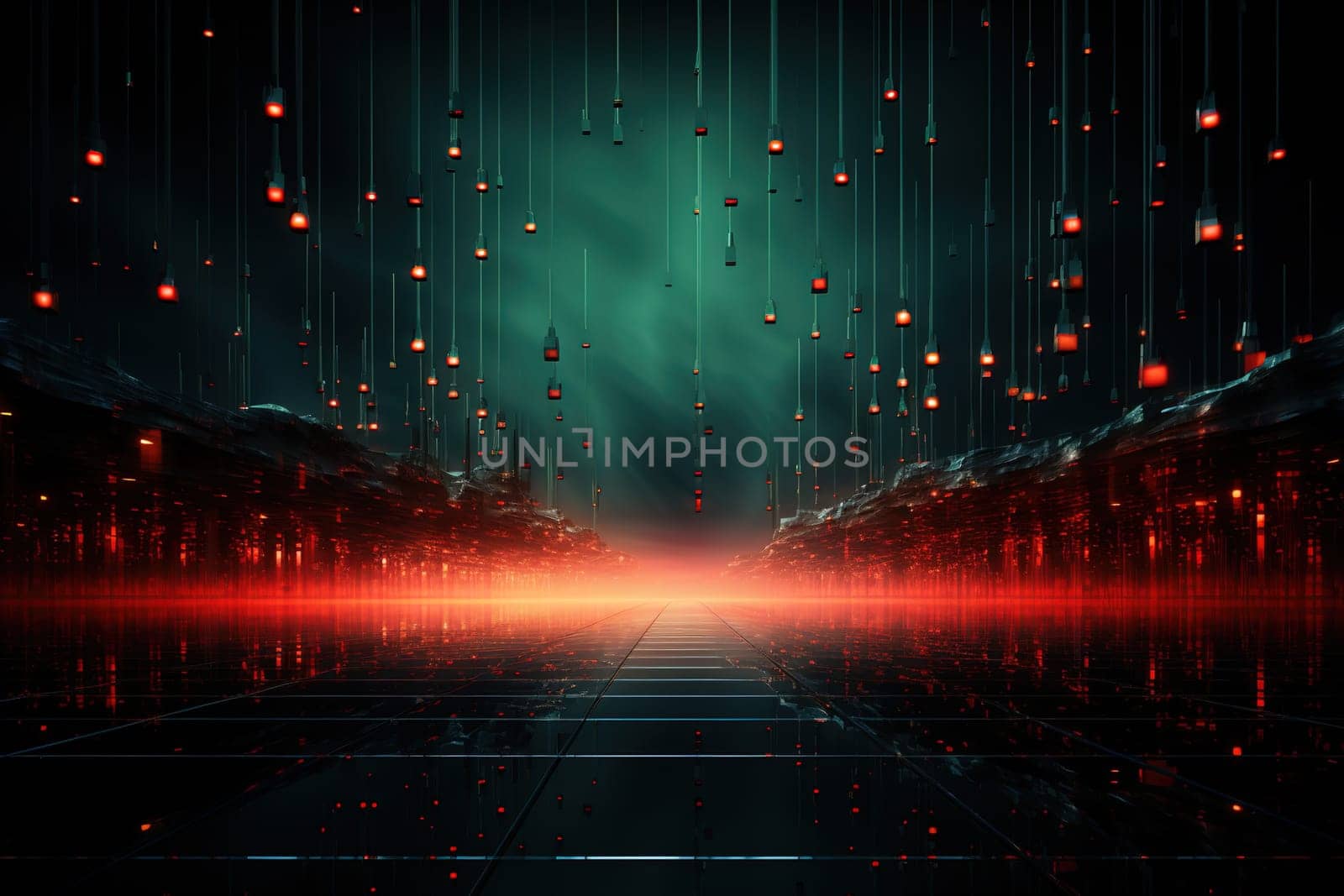 Abstract Background Technology, Virtual wave Futuristic, generative ai by Manastrong