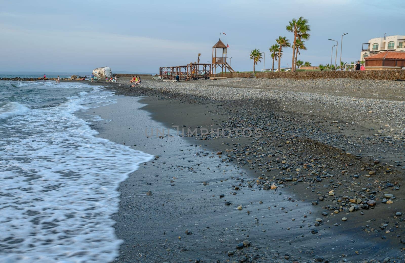 shore of the Mediterranean sea autumn 2023 in the setting sun 15