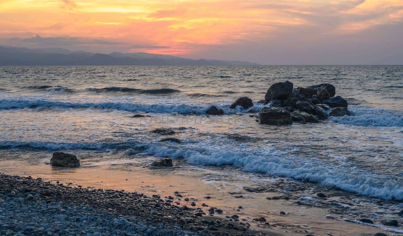 Mediterranean sunset in autumn 2023, beach in the evening 8