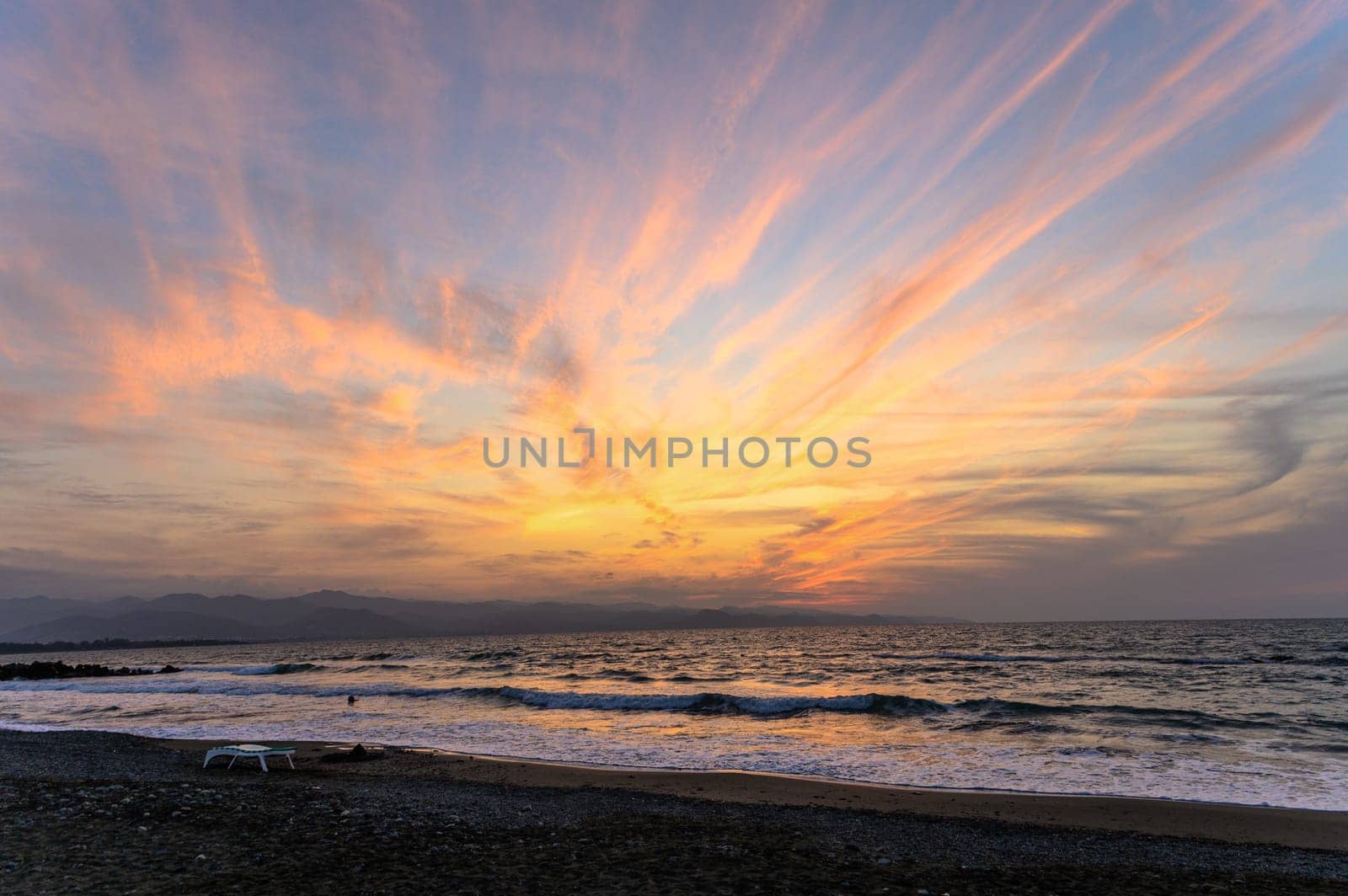 beautiful sunset autumn sky on the shores of the Mediterranean sea 2